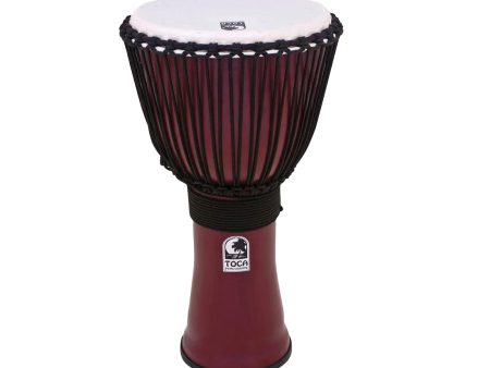 Toca Freestyle II 14  Rope Tuned Djembe in Dark Red with Bag Cheap