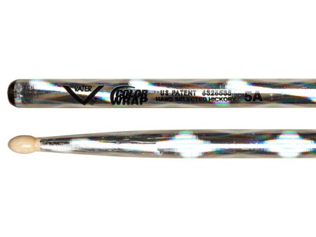 Vater Color Wrap 5A Silver Optic Wood Tip Drumsticks Discount