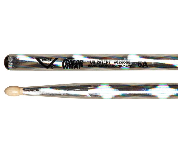 Vater Color Wrap 5A Silver Optic Wood Tip Drumsticks Discount