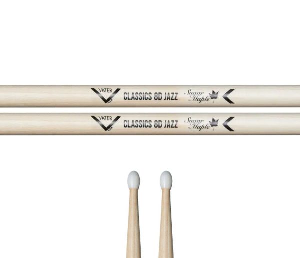 Vater Sugar Maple Classics 8D Jazz Nylon Tip Drumsticks Fashion