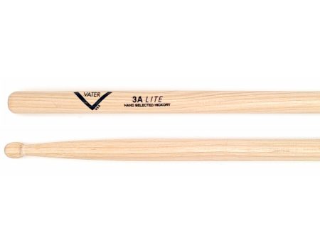 Vater 3A Lite Wood Tip New American Hickory Drumsticks Supply