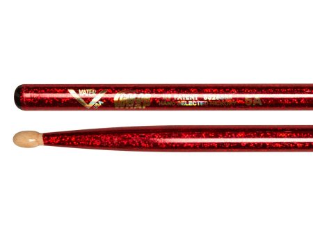 Vater Color Wrap 5A Red Sparkle Wood Tip Drumsticks For Discount