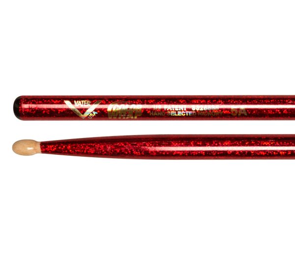 Vater Color Wrap 5A Red Sparkle Wood Tip Drumsticks For Discount