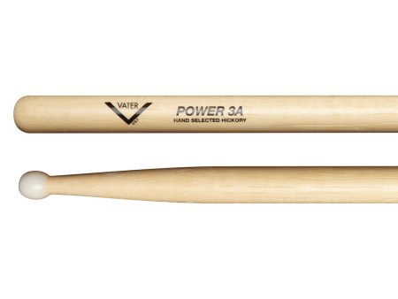 Vater Power 3A Nylon Tip American Hickory Drumsticks For Discount