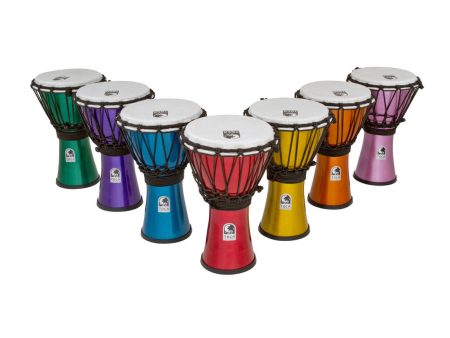 Toca 7-piece Freestyle Coloursound 7  Rope Tuned Djembes in Metallic Hot on Sale