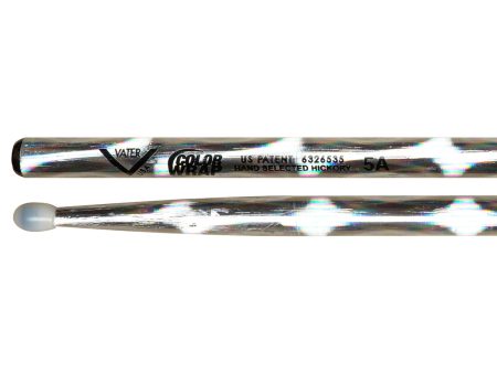 Vater Color Wrap 5A Silver Optic Nylon Tip Drumsticks Cheap