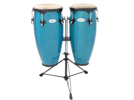 Toca Synergy Conga Set with Double Stand in Bahama Blue For Sale