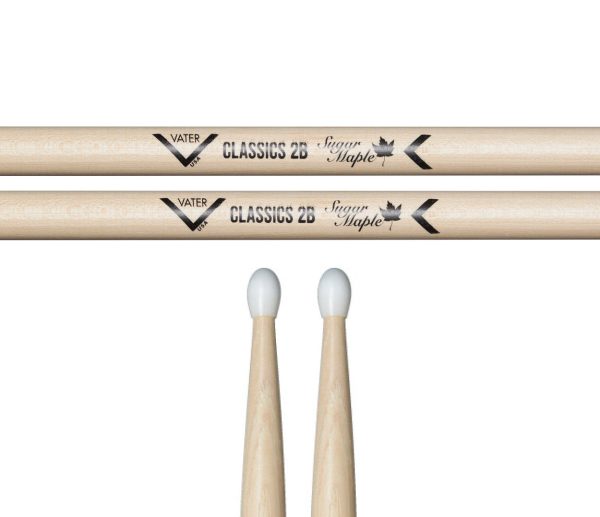 Vater Sugar Maple Classics 2B Nylon Tip Drumsticks For Discount