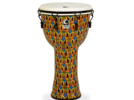 Toca Freestyle 14  Mechanically Tuned Djembe in Kente Cloth with Bag For Cheap