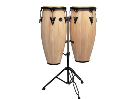 LP Aspire Wood Conga Set 11  & 12  in Natural with Double Stand on Sale