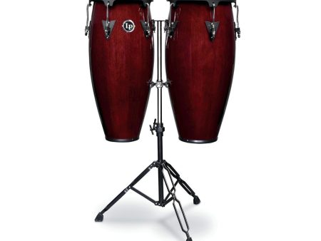 LP Aspire Wood Conga Set 11  & 12  in Dark Wood with Double Stand For Discount