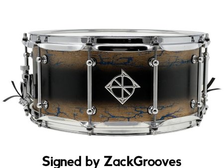 ZackGrooves Signed Dixon Artisan 14  x 6.5  Ash Snare Drum in Celestial Black Burst Supply