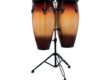 LP Aspire Wood Conga Set 11  & 12  in Vintage Sunburst with Double Stand Online now