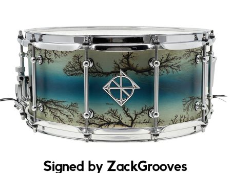 ZackGrooves Signed Dixon Artisan 14  x 6.5  Ash Snare Drum in Enchanted Electric Blue Burst Fashion