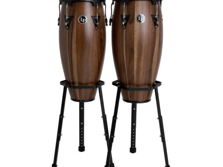 LP Aspire Wood Conga Set 11  & 12  in Walnut with Basket Stands Hot on Sale