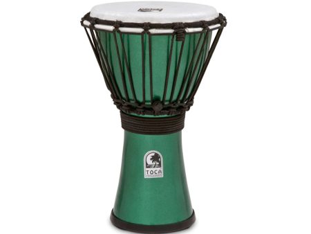 Toca Freestyle Coloursound 7  Rope Tuned Djembe in Metallic Green Discount