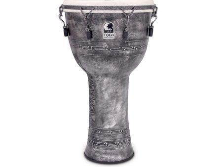 Toca Freestyle 14  Mechanically Tuned Djembe in Antique Silver with Bag Fashion