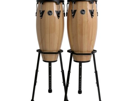 LP Aspire Wood Conga Set 10  & 11  in Natural with Basket Stands Online now