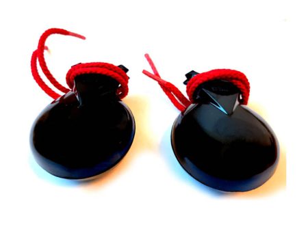 Danmar Castanets - Black Bakelite - Two Pairs With Red Cords Sale