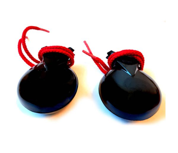 Danmar Castanets - Black Bakelite - Two Pairs With Red Cords Sale