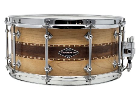 Craviotto Custom Shop 14  x 6.5  Maple Walnut Maple Snare Drum with Double Walnut inlay and BB edges Fashion