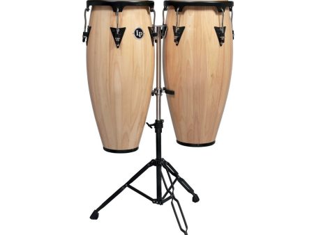 LP Aspire Wood Conga Set 10  & 11  in Natural with Double Stand Online