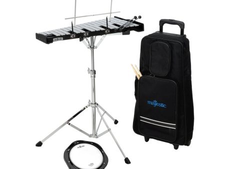 Majestic Glockenspiel & 8  Practice Pad Kit With Trolley Online Sale