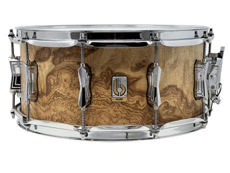 British Drum Co. PURE ULTRA 14  x 6.5  Olive Ash Burl Snare Drum on Sale