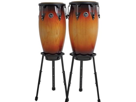 LP Aspire Wood Conga Set 10  & 11  in Vintage Sunburst with Basket Stands Online Hot Sale