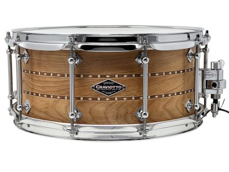 Craviotto Custom JC Stock 14  x 6.5  Birch Snare Drum w Double Walnut Inlay and Hybrid Edges on Sale