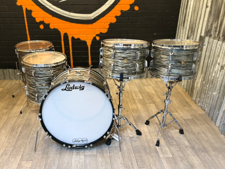 Pre Loved 4-piece Vintage Ludwig Shell Pack + Rogers Floor Tom in Blue Oyster Fashion