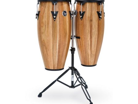 LP Aspire Wood Conga Set 10  & 11  in Walnut with Double Stand Online Sale